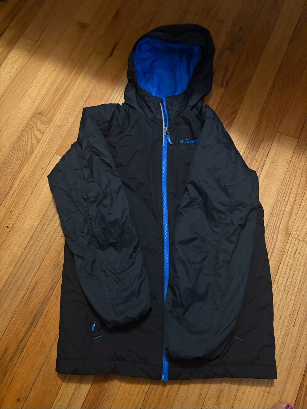 Columbia Kids Black Jacket with Bright Blue Trim